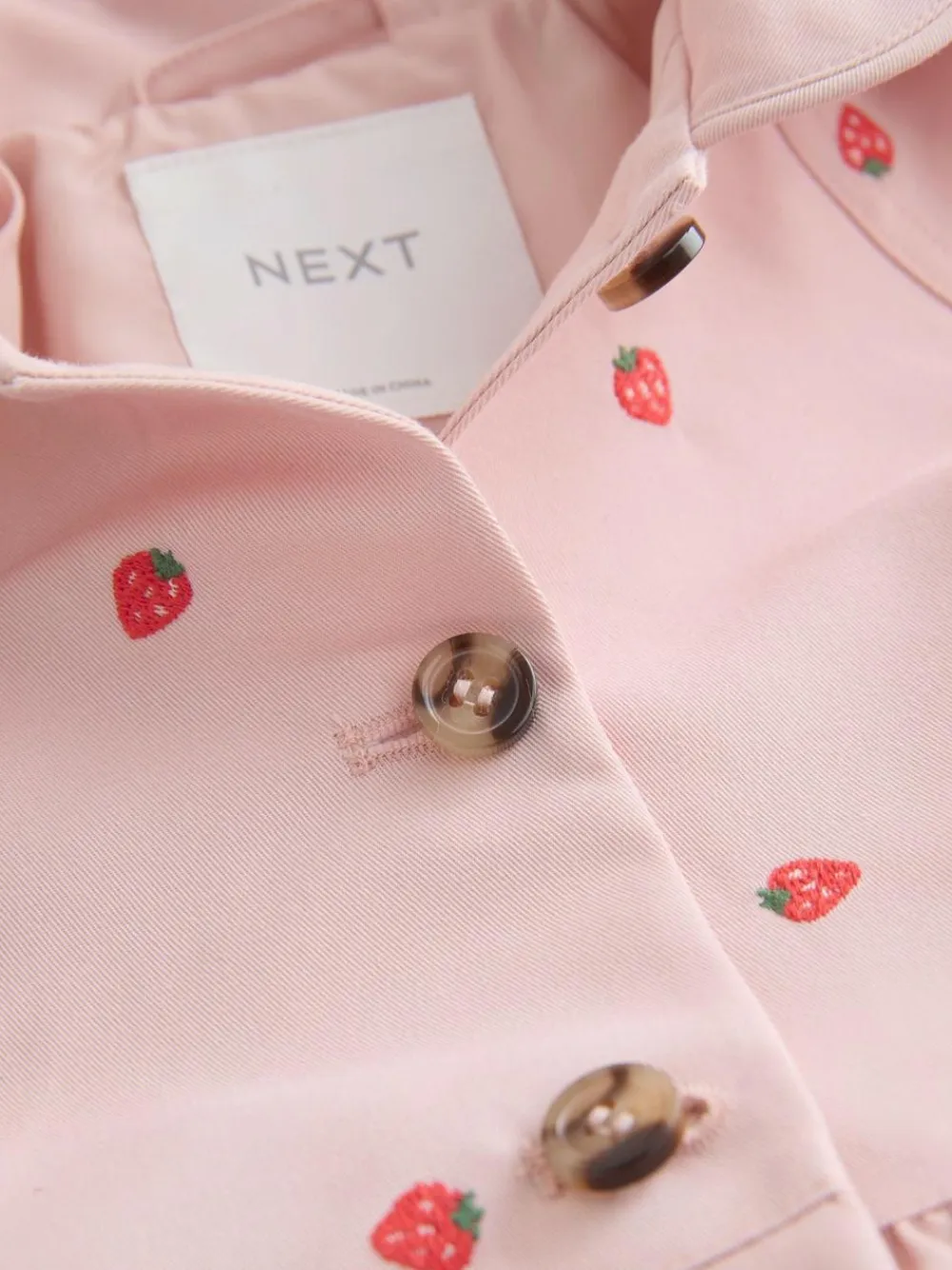 Outlet Next Shower Resistant Button Front Coat (3mths-7yrs) Pink Embroidery