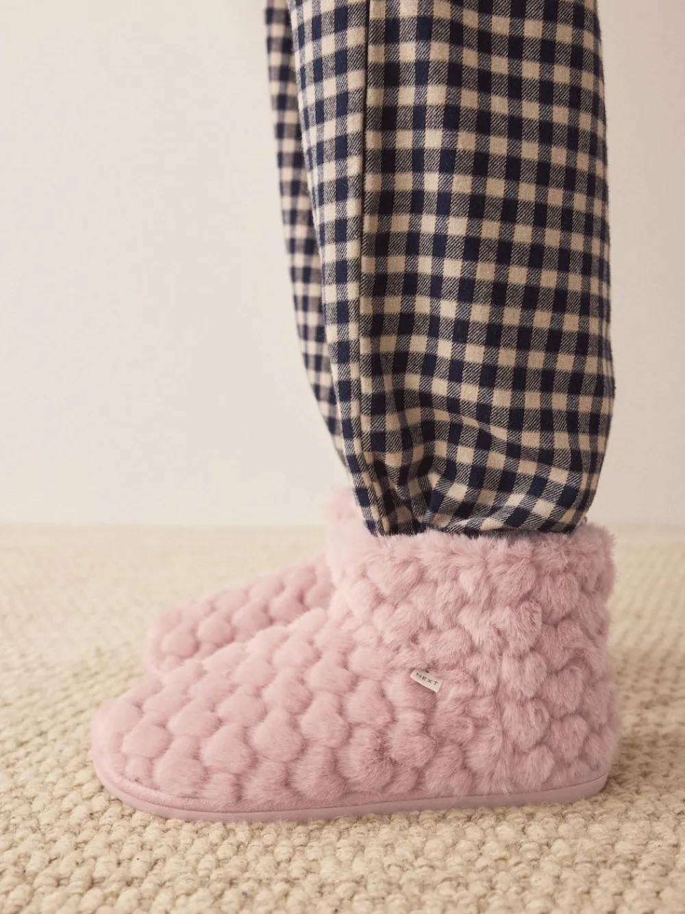 Discount Next Faux Fur Heart Slipper Boots Pink