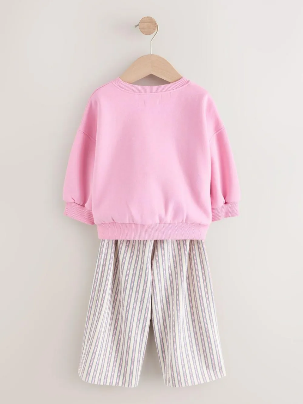 Next Pink Flower Sweatshirt & Wide Leg Trousers Set (3mths-7yrs)^ Sets & Coords