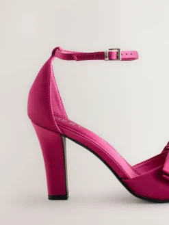 Best Next Forever Comfort® Satin Bow Block Heeled Sandals Pink