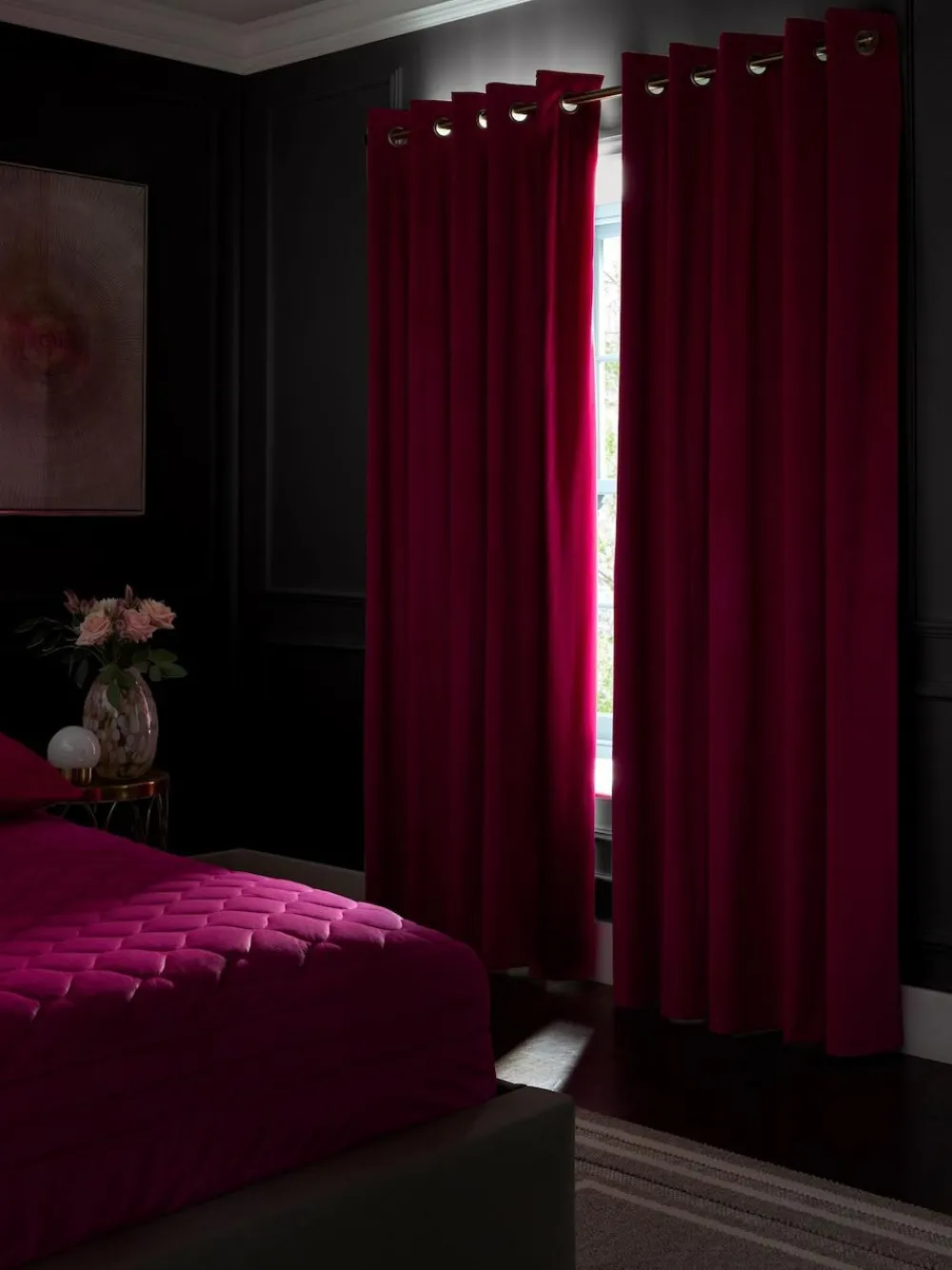Hot Next Pink Fuchsia Matte Velvet Blackout/Thermal Curtains