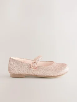 Next Pink Glitter Wide Fit (G) Flower Girl Occasion Mary Jane Shoes