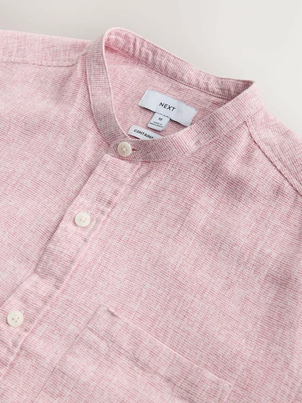 Next Grandad Collar Cotton Linen Blend Short Sleeve Shirt^ Shirts