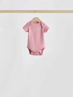 Next Pink Heart Baby Short Sleeve Bodysuits 5 Pack^ Baby Girls|Baby Girls