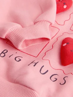 Next Pink Heart Sweatshirt & Wide Leg Trousers Set (3mths-7yrs)^ Baby Girls|Sweatshirts & Hoodies
