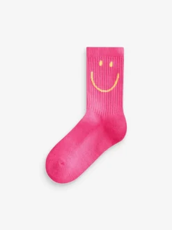 Discount Next Pink, Purple and Teal Blue Character 3 Pack Cotton Rich Cushioned Sole Ankle Socks