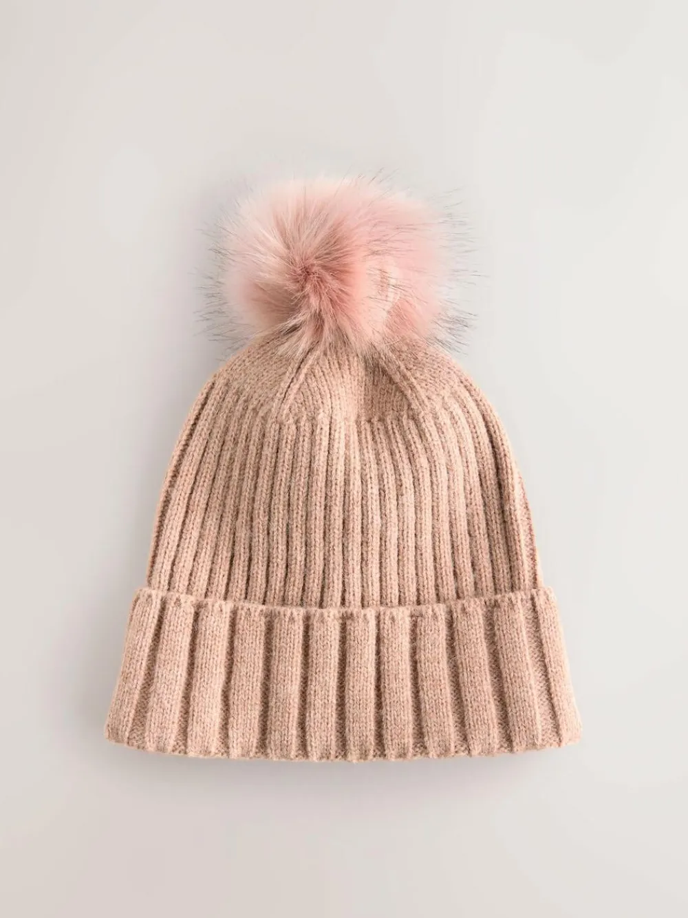 Best Next Pink Rib Knit Pom Hat
