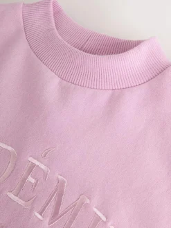 Outlet Next Sweatshirt And Wide Leg Joggers Set (3-16yrs) Pink Slogan