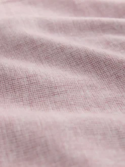 Hot Next Standard Collar Cotton Linen Blend Short Sleeve Shirt Pink