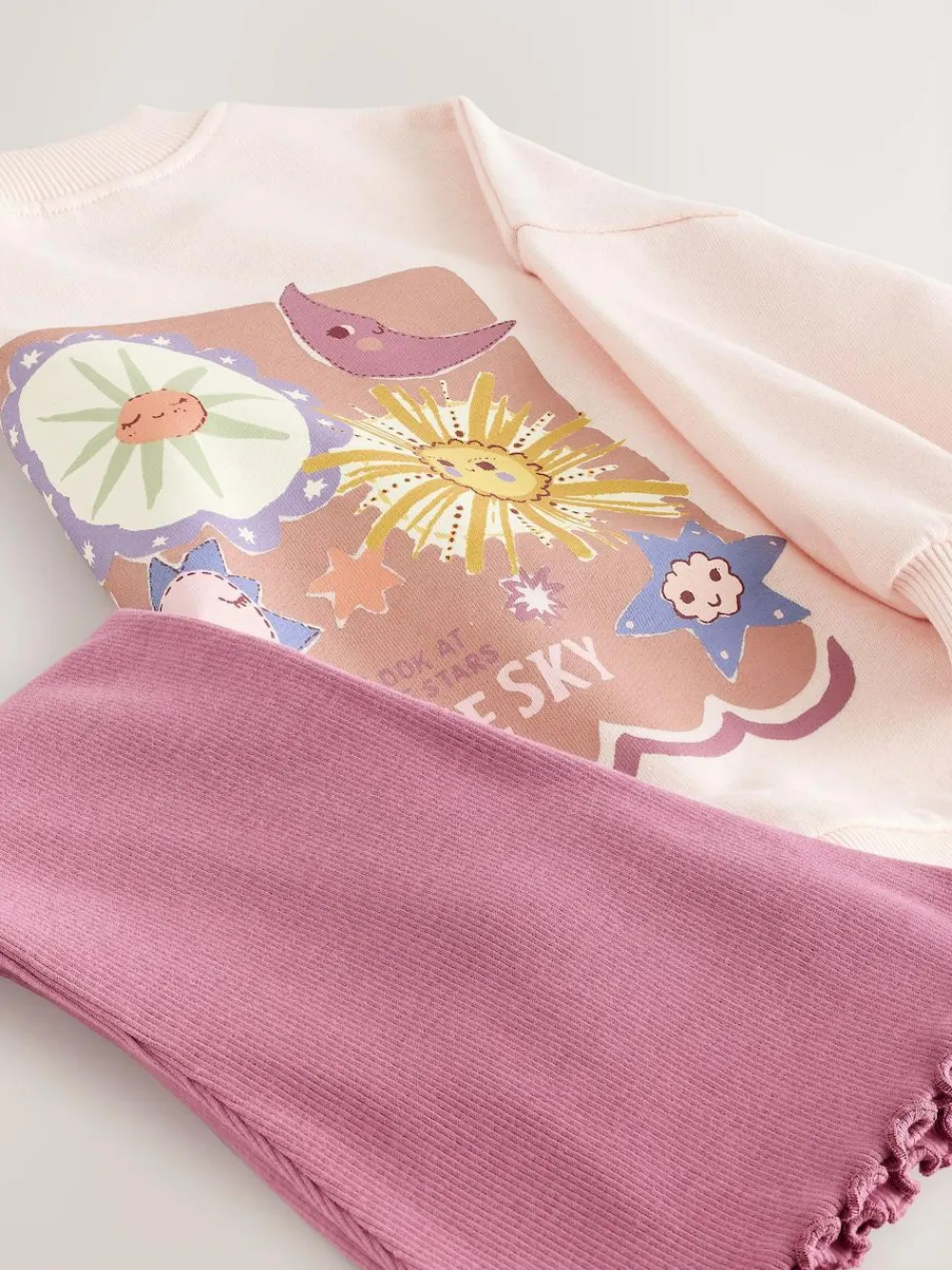 Online Next Long Sleeve Top and Flare Set (3mths-7yrs) Pink Stars