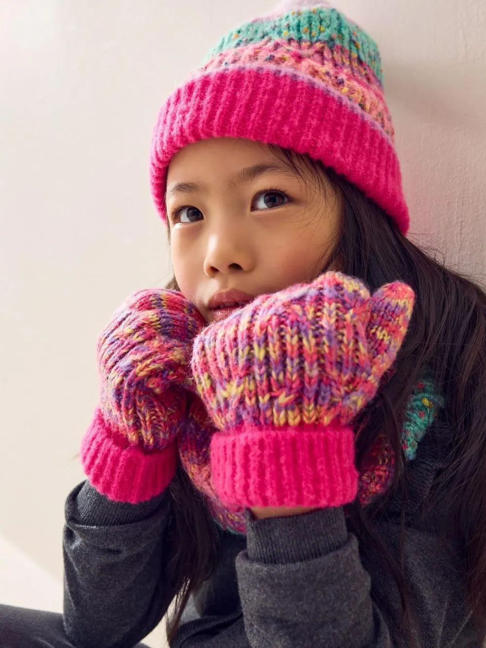 Next Pink/Blue Beanie Gloves And Snood Set (3-13yrs)^ Hats, Gloves & Scarves