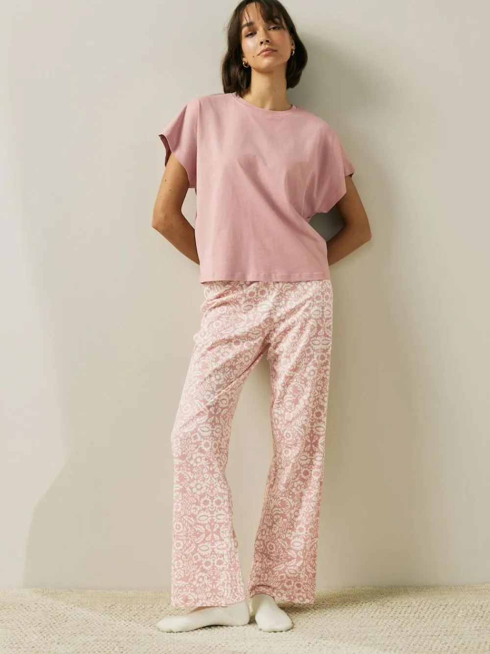 Next Short Sleeve Pyjamas 2 Pack Pink/Blue Floral