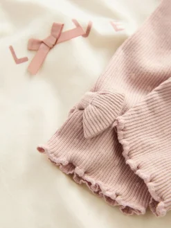 Hot Next Pink/Cream Baby Fur Gilet, Top and Leggings 3 Piece Set (0mths-2yrs)