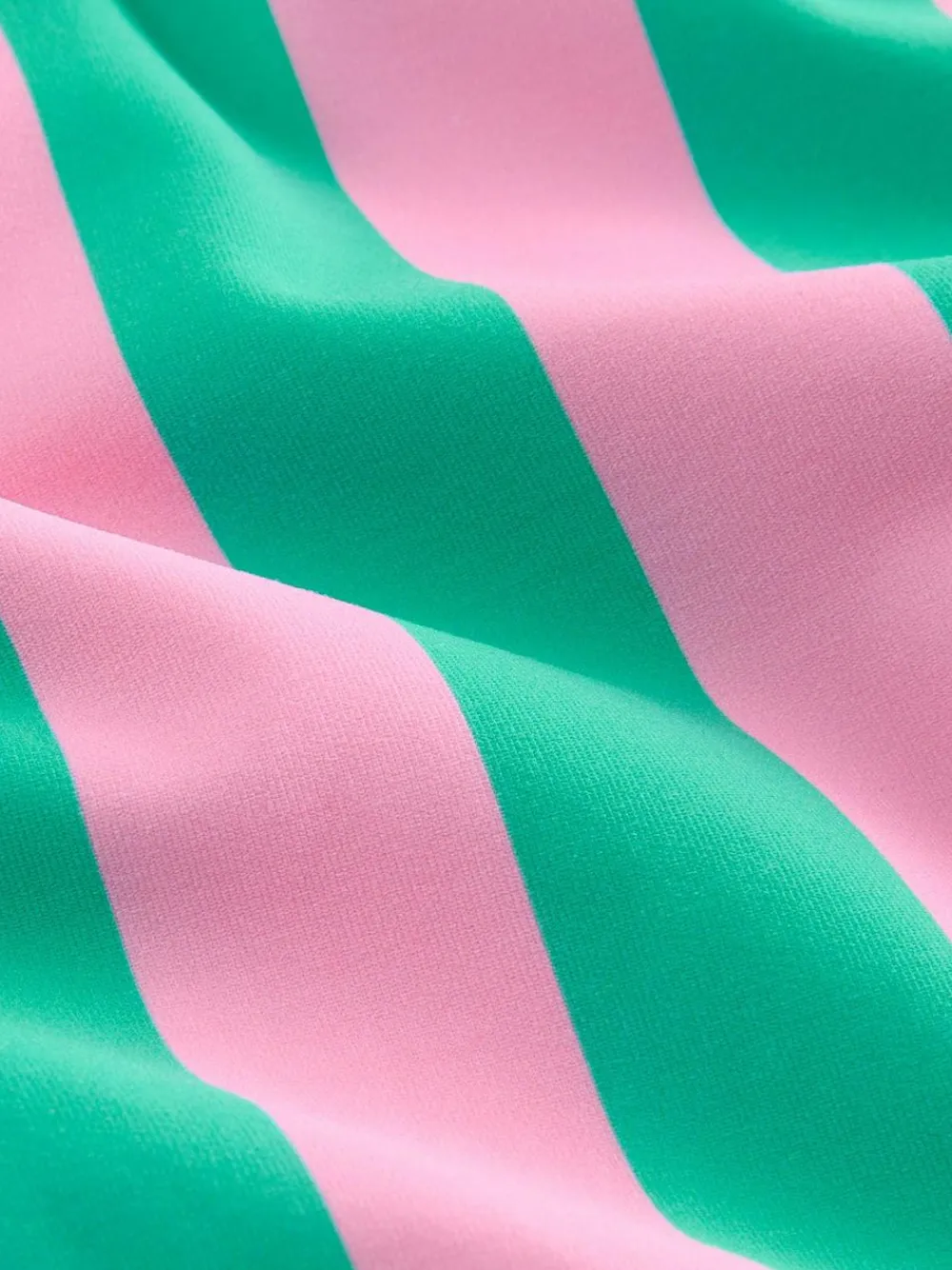 Next Pink/Green Stripe Beaded Embellished Tummy Control Scoop Swimsuit^Women Swimwear