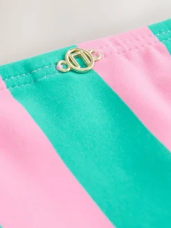 Next Pink/Green Stripe Tie Side Bikini Bottoms^Women Swimwear