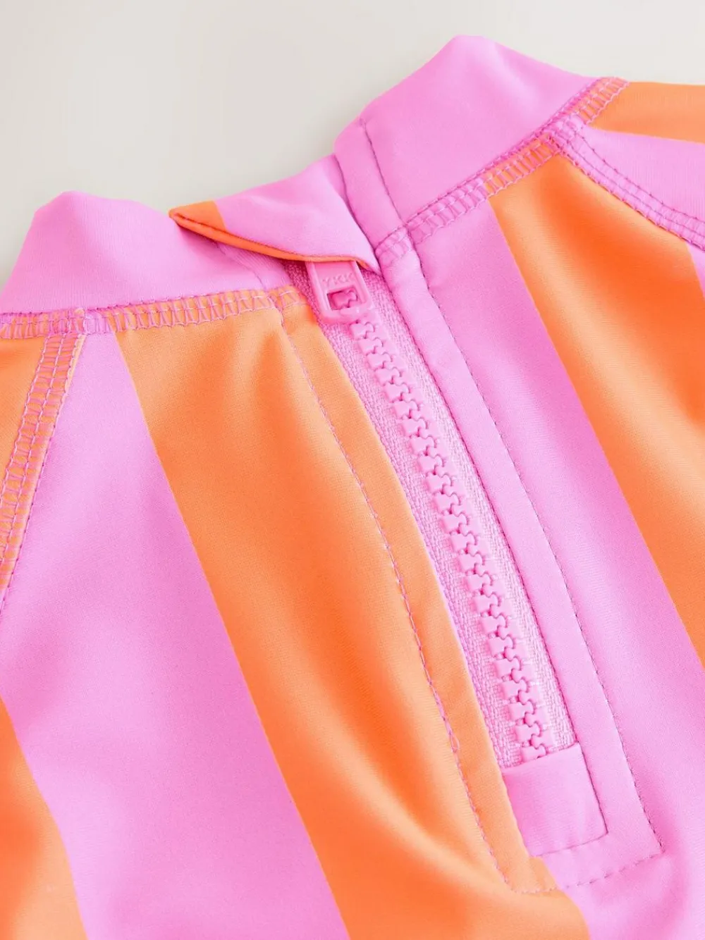 Clearance Next Short Sleeved Sunsafe Swim Set (3mths-10yrs) Pink/Orange Stripe Hibiscus