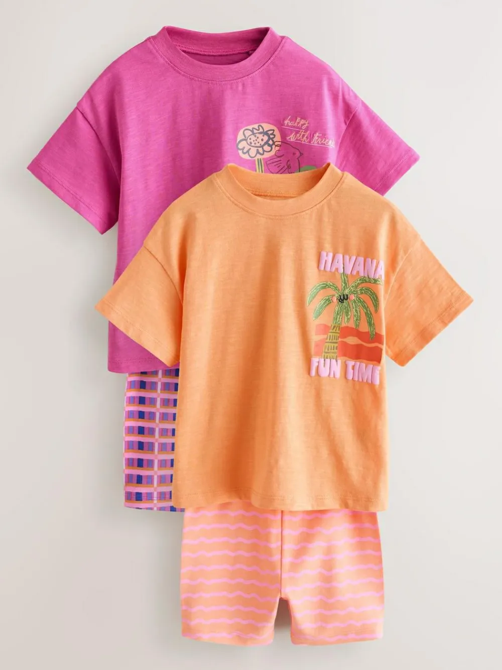New Next Top & Cycle Shorts Set 2 Pack (3mths-7yrs) Pink/Orange