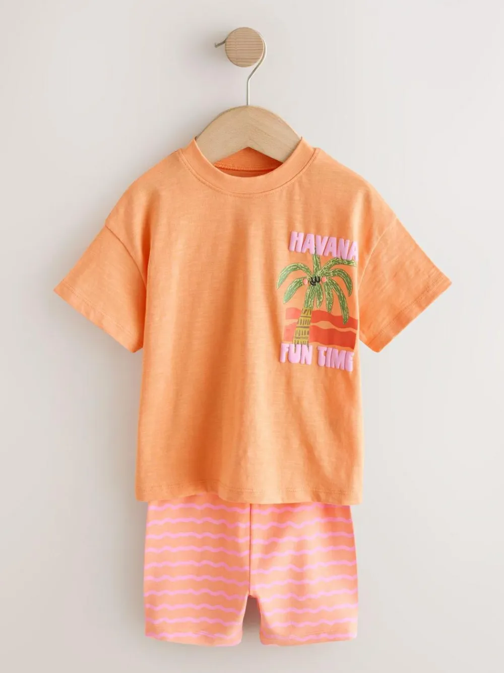 New Next Top & Cycle Shorts Set 2 Pack (3mths-7yrs) Pink/Orange