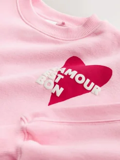 Sale Next Sweatshirt and Flare Leggings Set (3-16yrs) Pink/Red Heart