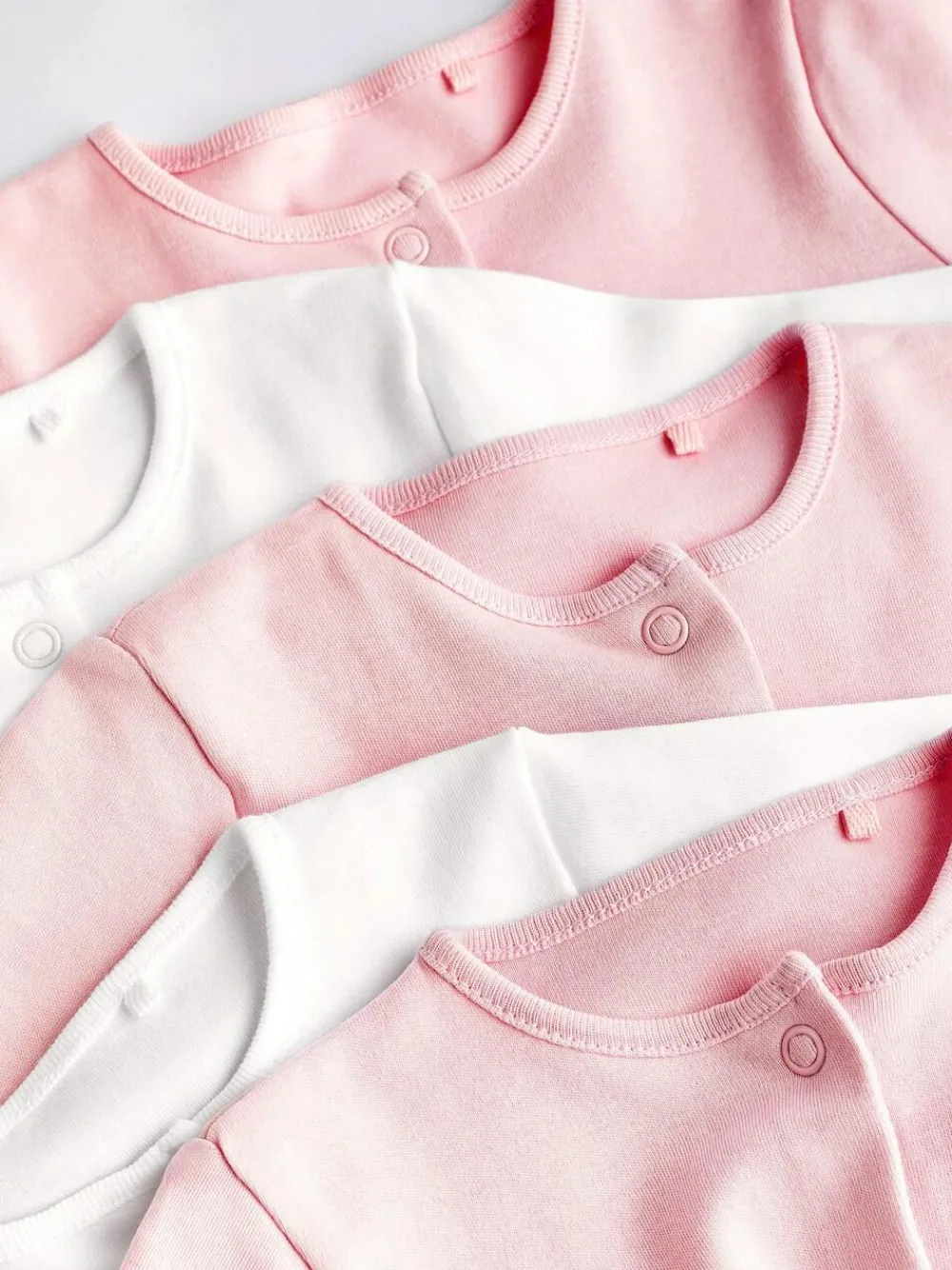Next Pink/White 5 Pack Baby Sleepsuits (0-2yrs)^ Multipacks|Nightwear