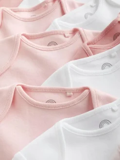 Next Pink/White 10 Pack Essential Short Sleeve Baby Bodysuits^ Bodysuits & Vests|Vests
