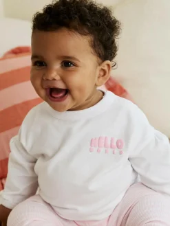 Next Pink/White Baby Jacket, Top and Leggings Set 3 Piece (0mths-2yrs)^ Sets & Coords