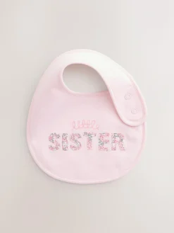 Clearance Next Pink/White Sister Family Baby Bibs 2 Pack