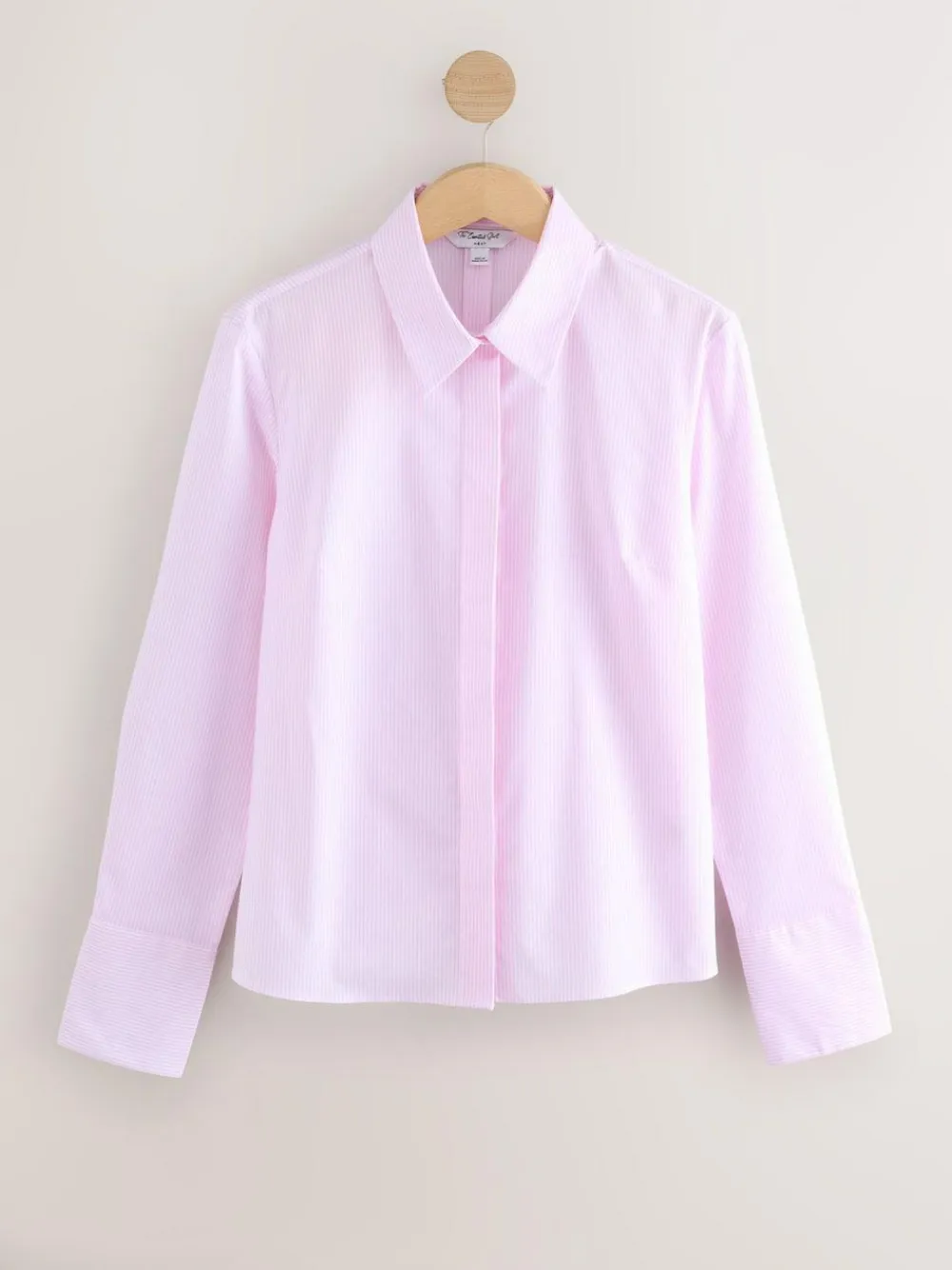 Hot Next Pink/White Stripe Fitted Stretch Essential Long Sleeve Shirt