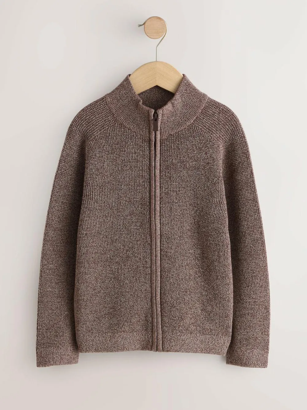 New Next Textured Zip Through Knitted Cardigan (3-16yrs) Plum Purple