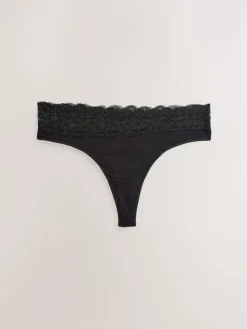 Next Thong Cotton and Lace Knickers 7 Pack^Women All Lingerie|Panties