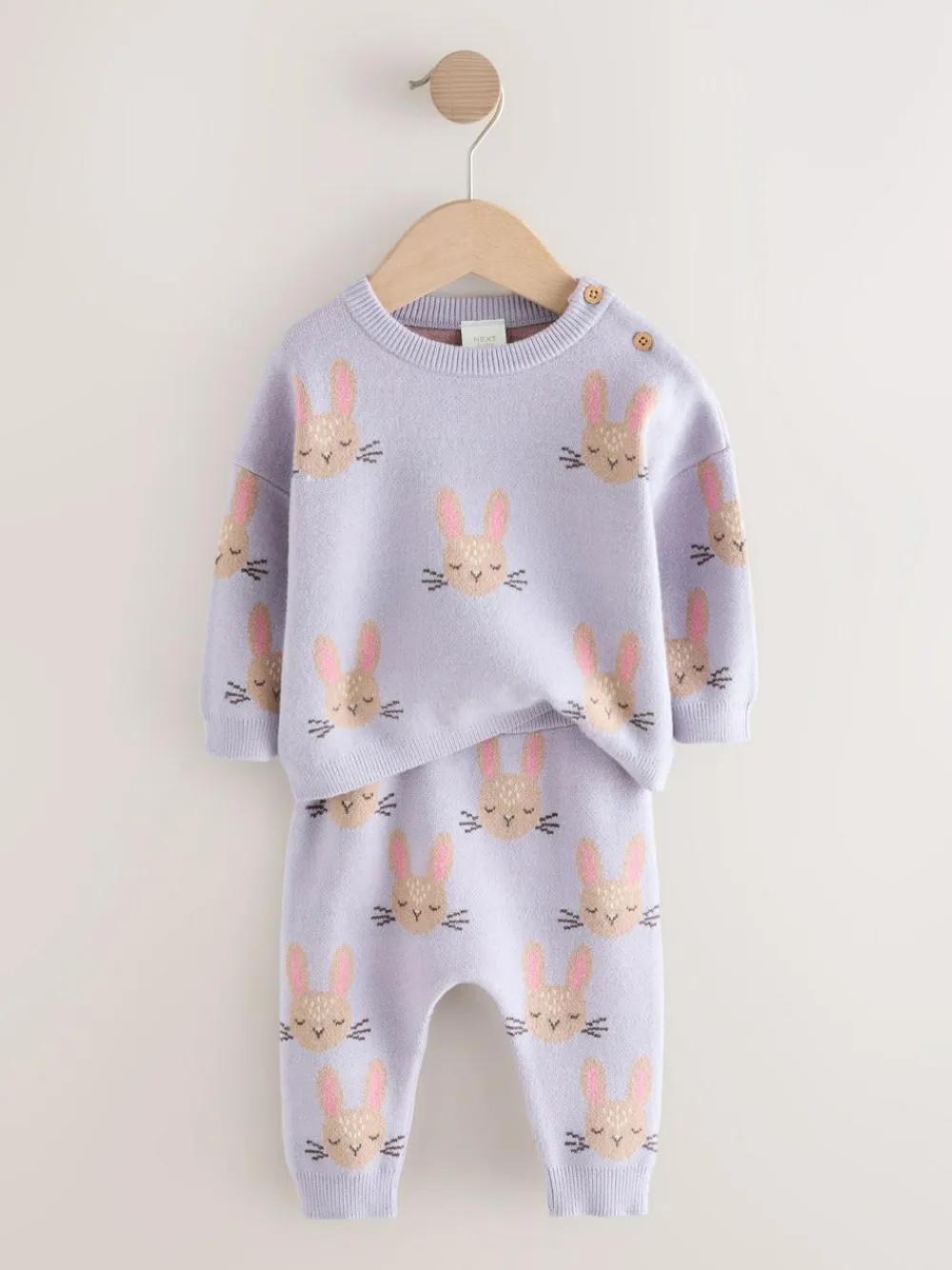 Best Next Baby Knitted Jumper and Leggings Set 2 Piece (0mths-2yrs) Purple Rabbit