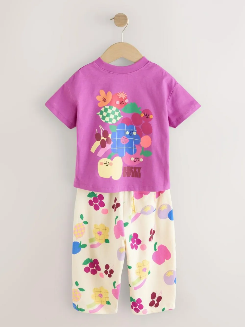 Next Purple Short Sleeve T-Shirt and Joggers Barrel Set (3mths-7yrs)^ Baby Girls|Tops