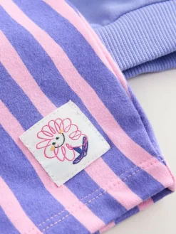 Next Purple Stripe Flower Hoodie & Barrel Leg Joggers Set (3mths-7yrs)^ Baby Girls|Sweatshirts & Hoodies