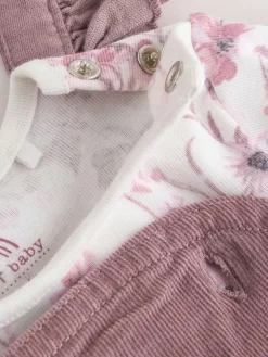 Discount Next Purple/ White Cord Baby Romper and Long Sleeve Bodysuit and Tights 3 Piece Set (0mths-2yrs)