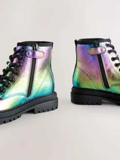 Next Rainbow Metallic Wide Fit (G) Warm Lined Lace-Up Ankle Boots^ Boots & Wellies