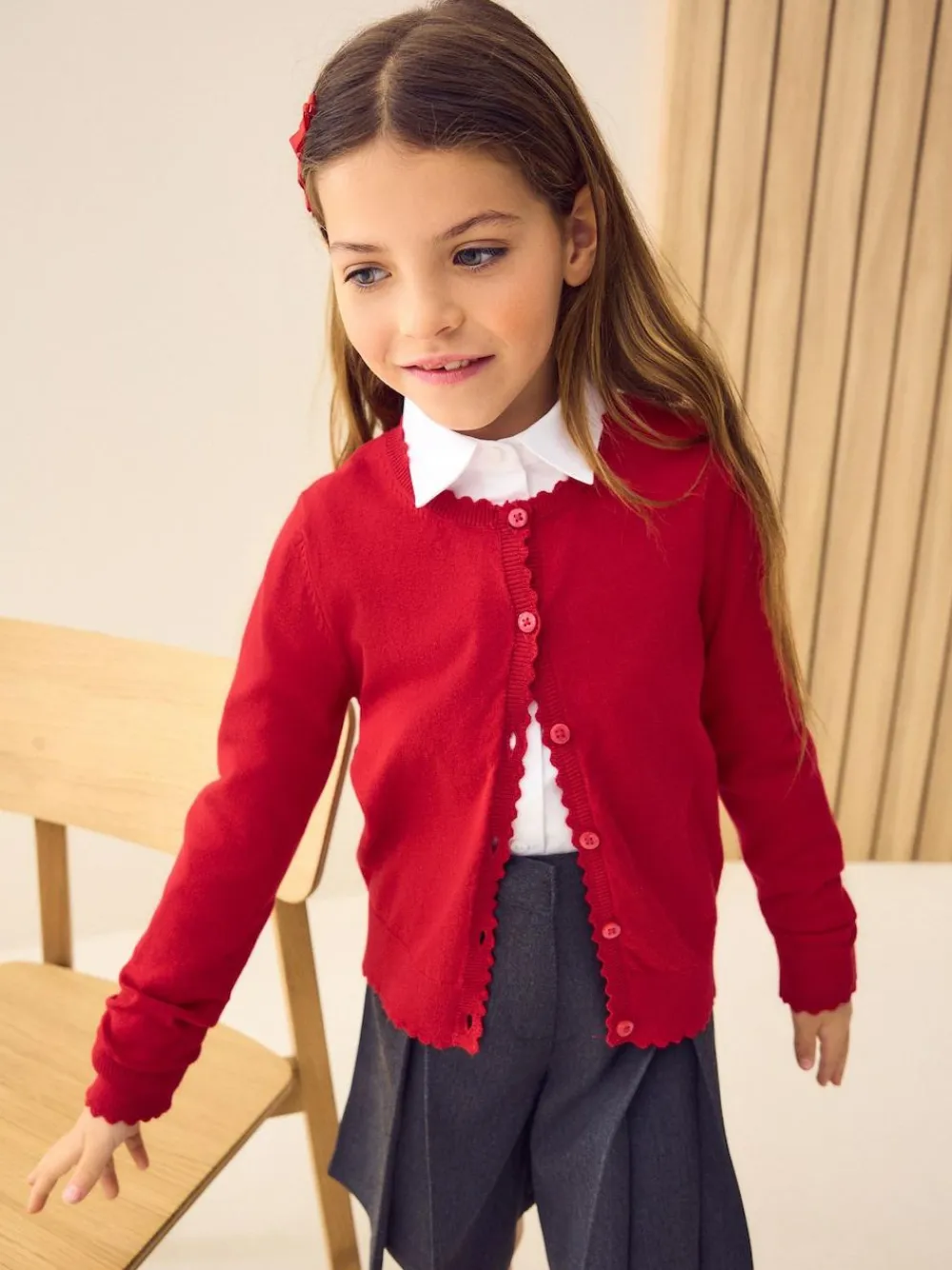 Next Cotton Rich Scalloped Edge School Cardigan (3-16yrs)^ Knitwear & Sweaters|Knitwear