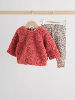 Outlet Next Baby Fleece Tops and Leggings Set 2 Piece (0mths-2yrs) Red Ditsy