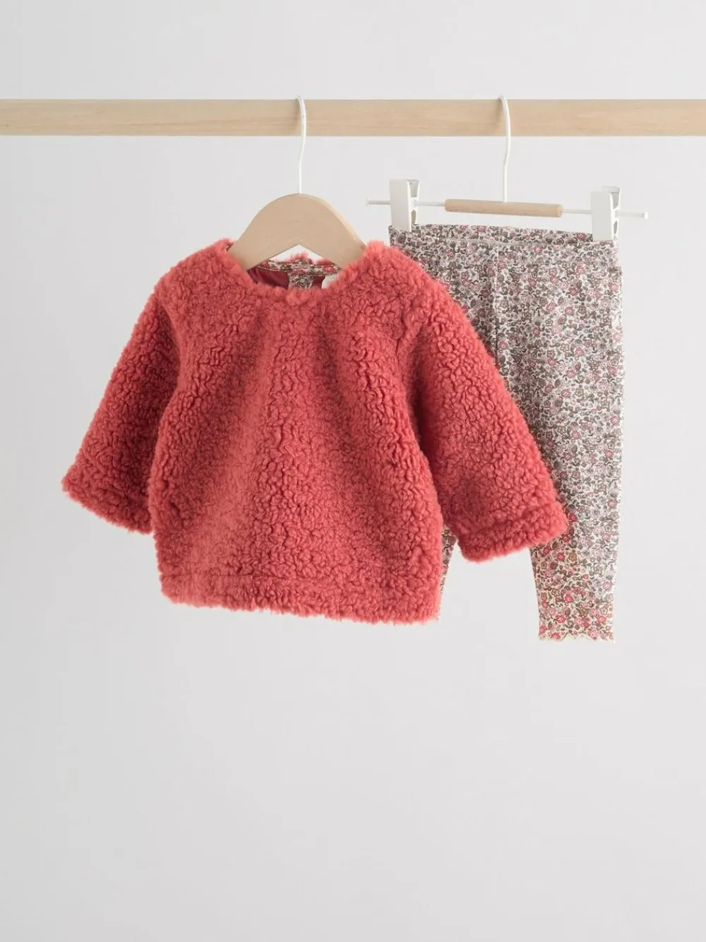 Outlet Next Baby Fleece Tops and Leggings Set 2 Piece (0mths-2yrs) Red Ditsy