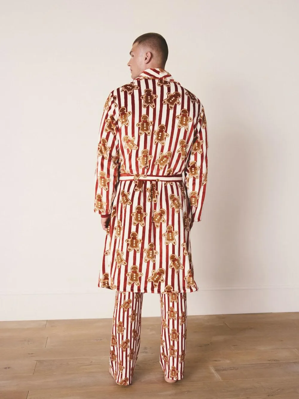Next Red Gingerbread Matching Family Christmas Cosy Fleece Dressing Gown^ Bathrobe