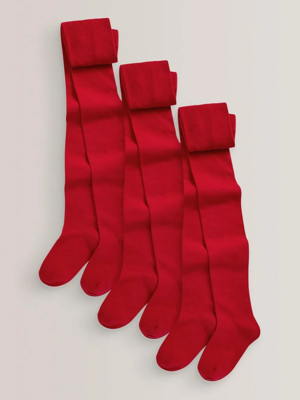 Outlet Next Red Regular Length 3 Pack Cotton Rich School Tights