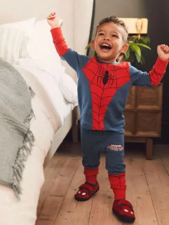 Next Red Spiderman Marvel Touch Fastening Cupsole Print Slippers^BOY Nightwear