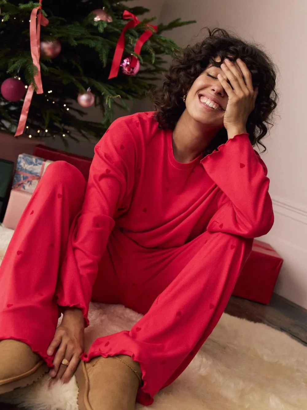 Clearance Next Heart Soft Long Sleeve Pyjamas Red Star