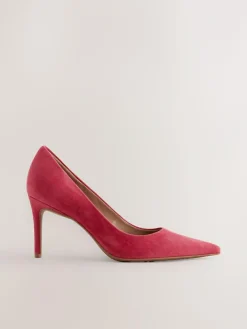 Sale Next Red Suede Standard/Wide Fit Leather Mid Court Shoes