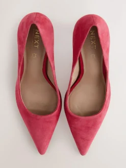 Sale Next Red Suede Standard/Wide Fit Leather Mid Court Shoes
