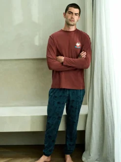 Hot Next Graphic Long Sleeve Jersey Pyjamas Set Red/Blue