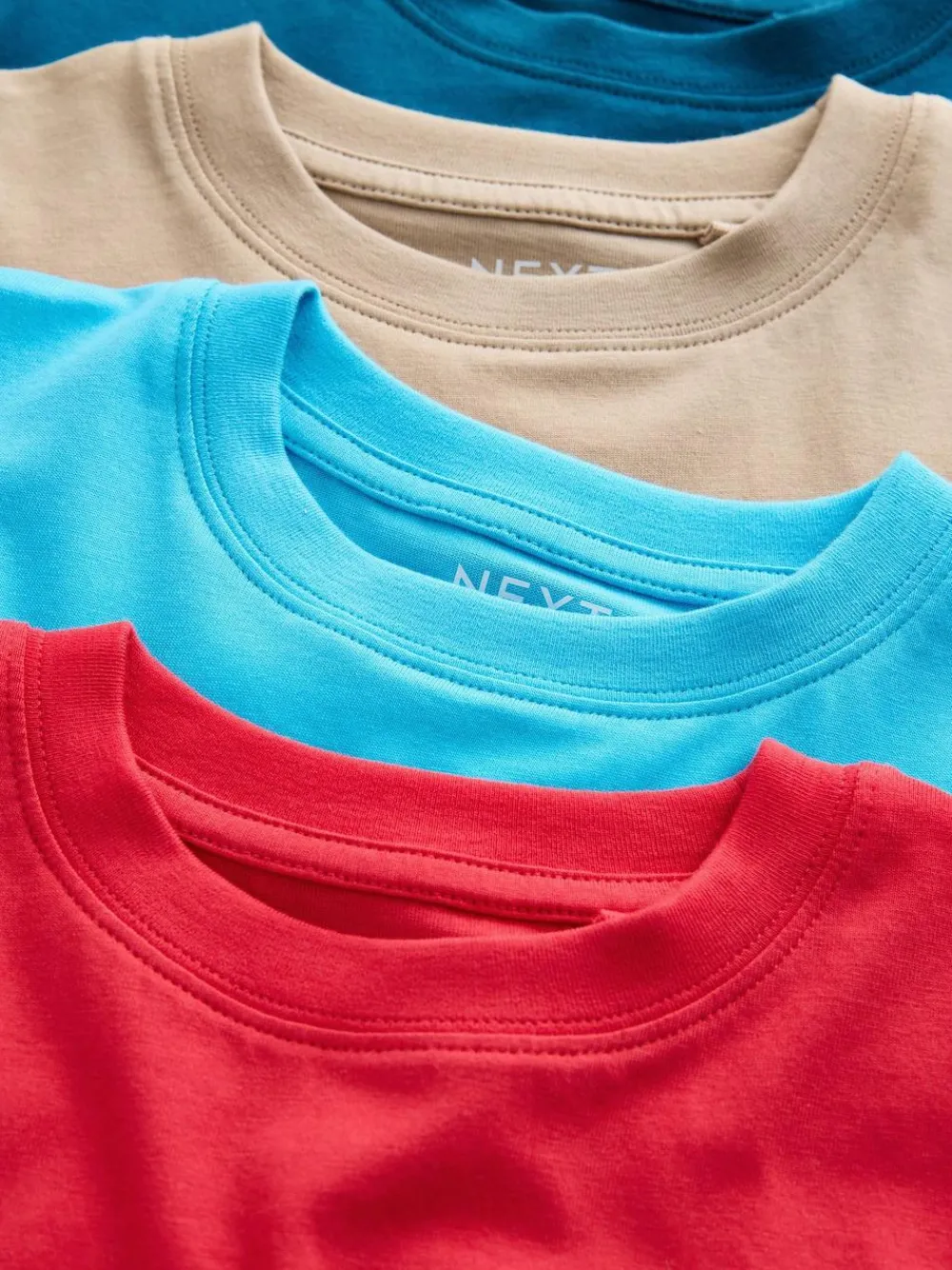 New Next Red/Blue/Navy/Neutral Regular Fit Short Sleeves T-Shirts 4 Pack (3-16yrs)