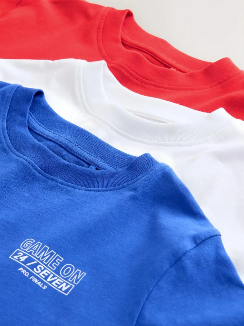 Discount Next Red/Blue/White Football Regular Fit Graphic Print Short Sleeve T-Shirts 3 Pack (3-16yrs)