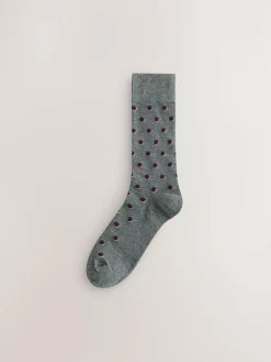 New Next Red/Grey 7 Pack Mens Cotton Rich Socks