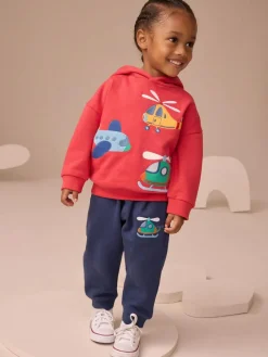 Best Next Hoodie And Joggers Set (3mths-7yrs) Red/Navy Blue Appliqué Transport