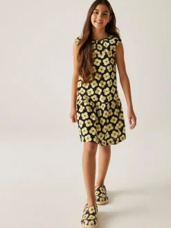 Outlet Regatta Girls 100% Cotton Orla Kiely Playsuit Black yellow